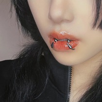 Piercing girl with hole lip rings horseshoe rings punk lip studs instead of spikes spice girls sweet cool nose septum ornaments