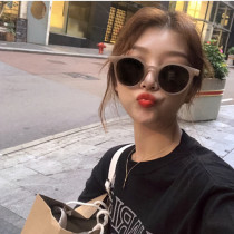 South Korea 2019 new retro round frame cream Mocha brown polarized sunglasses small frame wild net red sunglasses woman