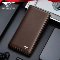 Seven Wolves Mens Wallet 2021 New Genuine Leather Long leather clip Male head layer Bull Peel Great Capacity Fashion Money Clip Tide