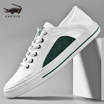 Crocodile Canvas Shoes Mens Fall New 2022 Dual-use Board Shoes Little White Shoes A Foot foot Lazy Man Casual Shoes Man