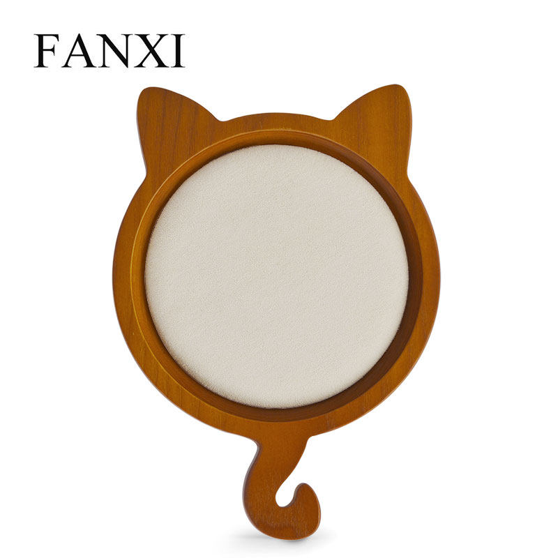 Vasi FANXI new solid wood jewelry display plate jewelry display rack SM132 ring necklace bracelet rack cat