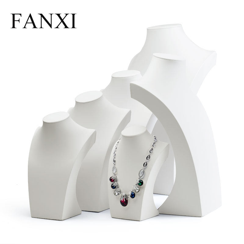 Versie PU leather human neck necklace display rack jewelry display prop white RX034