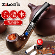 zobo real brand solid wood pipe mens old-fashioned portable sandalwood dry smoking rod bongs A full set of accessories for tobacco bucket