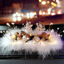 With lights all the way to safe deer car interior decoration decoration center console car supplies car feather goddess female