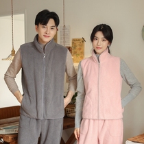 Couples autumn and winter new flannel vest womens single piece top fleece plus thick warm mens vest shoulders