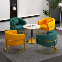 Light Extravaganza Brief Talks Single Sofa Milk Tea Drinks Shop Small Round Reception Table And Chairs Combined Leather Art Lobby Lounge Area