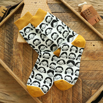 Middle Silo Pile Socks Socks Women Socks Socks Women Midbarrel Socks ins Chauts Nets Red Spring Summer Cartoon Poop Face Jacquard