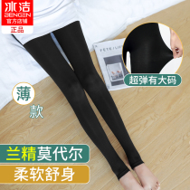 Modell hit bottom pants female summer thin outside wearing black stomatpants spring autumn big code high waist elastic 90% pants slim