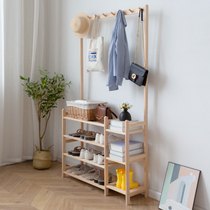 Solid wood shoe shelf indoor bedroom door simple floor storage artifact good looking shoe cabinet home coat rack