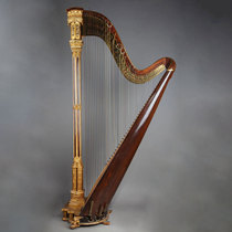One-horned deer Western antique 46-string double action gilded wooden pedal harp Gothic wind British workshop signature