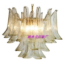 Italian post-modern minimalist pastoral fresh leaf glass chandelier warm creative model Hotel Villa chandelier