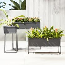 Iron partition flower stand corner green plant pot stand indoor balcony living room floor green flower trough rectangular flower box