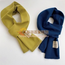 Japan ins Japanese solid color outside small cloth label knitted neck scarf autumn and winter thick warm collar women