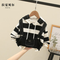 Rashabel boy clothing boys spring clothing wear and clothing fake two 2022 new baby children foreign air clothes for children