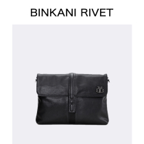 French Binqani Envelope Bag Men leather handbag Baotou layer Bull Leather Casual Skew Satchel Business Dual-use single shoulder bag