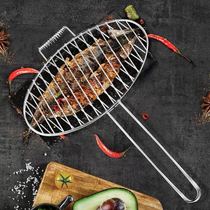 Grilled fish clip stainless steel commercial large thick grilled fish clip grilled chicken household barbecue shelf thickened round