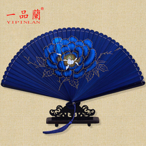 Chinese style classical bamboo fan Japanese Hanfu ancient style folding fan Womens retro hollow out folding fan small summer