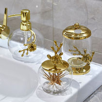 Retro pure copper plum blossom bathroom decoration home model room toiletries brass glass cotton sign can storage decoration