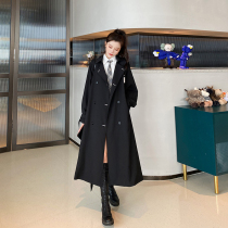 Black Fried Street Windcoat Jacket Woman 2022 Spring and autumn new Korean version of the Inn Wind in the small size of a large coat boom