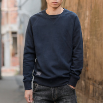 Autumn and winter round neck plus velvet men plus velvet padded loose Tide brand solid color pullover long sleeve T-shirt mens top