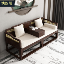  New Chinese style solid wood Arhat bed Modern living room Ebony wood furniture Bedroom Arhat recliner Push-pull Zen sofa bed