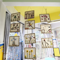 Childrens DIY natural original wood chips branches frame paintings Mori rings decorative pastoral style handmade woodwork paintings