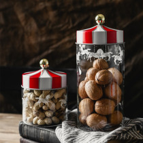 Nordic Creative Carousel Seal jar Creative Glass Snack Multigrain Candy Storage Jar Milk Powder Storage Jar