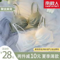 Underwear womens thin summer small chest gathered new 2020 explosion-free rimless student high school girl beauty back bra