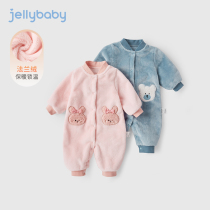 Baby winter jumpsuit female toddler plus velvet thickening romper male newborn winter romper baby autumn and winter clothes