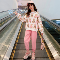 Girl Nets Red Suit Spring Dress 2022 New Ocean Gas CUHK Child Spring Autumn Children Fashion Children Trendy Sports Two Sets