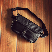 Korean trend running bag Small Satchel vintage men bag chest bag small backpack mobile phone bag cigarette bag outdoor Multifunctional leather bag
