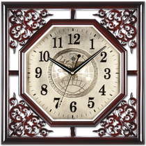 Polaris Chinese living room wall clock mute hanging watch luminous quartz clock Chinese wind Clock Square digital clock