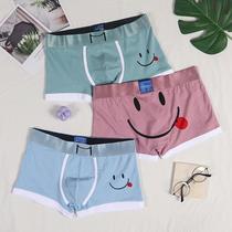 Mens Underwear Pure Cotton Four-corner Pants Breathable Cute Personality Youth Trendy Pants Head Boy Sports Mid-Waist Flat Corner Pants