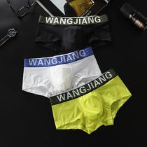 Mens underwear Sexy fashion low waist underpants Mens wide belt Comfortable Ice Silk Breathable Pure Color Striped Flat Angle Pants