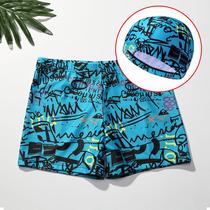 Swimsuit Mens Flat Corner Swimming Pants Anti-Awkward Adults Loose big code Swimming pants swimsuit Male swimming suit with swimming cap