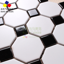 Nordic style size octagonal mosaic wall stickers ceramic black and white European Bathroom Kitchen toilet non-slip floor tiles