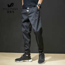 Fugui Bird Mens Ice Silk casual pants 2021 summer New loose sports pants Joker leg pants mens thin