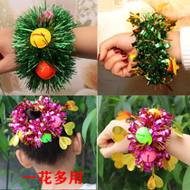 Kindergarten wrist flower hand Flower Dance performance headdress childrens New Years Day props Bell bracelet flower sports meeting