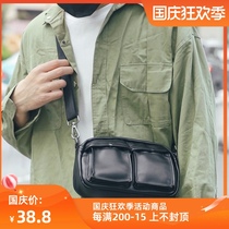 Mens vintage running bag fashion puleather chest bag cross bag casual bag small crossbody mobile phone Korean shoulder bag mens bag