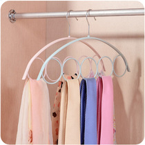 Five-ring scarf rack multi-function hanger hanging scarf display rack tie adhesive hook rack clothing store storage rack home