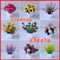 Mini simulation green plant bonsai home furnishings fake flower art small potted plant ornaments plastic dried flower Silk Bouquet