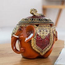 Practical household Daily necessities gift elephant ornaments Chinese personality fashion creative large ashtray with cover decoration