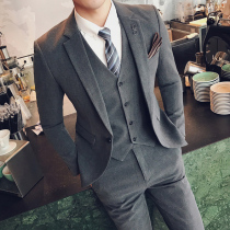 Rich bird suit suit mens three-piece casual plus size suit jacket slim Korean formal wedding dress
