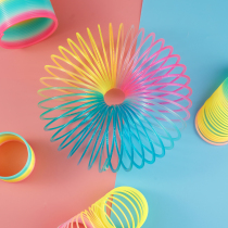 Stretch pull ring magic rainbow circle toys children adult magic oversized nostalgic toys colorful stacked music