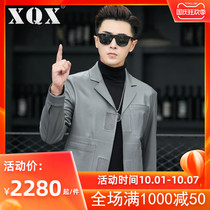 2021 New Haining leather leather jacket mens jacket trend handsome young soft sheep leather fashion suit collar jacket