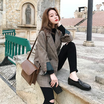Small suit womens coat thin 2021 spring and autumn Korea New loose casual Joker retro Korean plaid suit