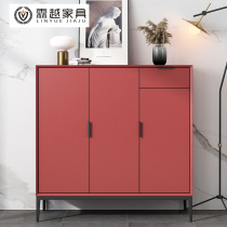 Italian light luxury minimalist shoe cabinet solid wood cabinet storage storage storage Nordic modern simple paint large capacity porch cabinet