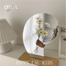 Korea ins minimalist niche irregular mirror dormitory desktop wooden makeup mirror props
