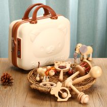 Baby Woody Toy Gift Box Newborn Early Teach Gripping 3-6 months Baby Wooden Gum Hand Rocking Bell Suit
