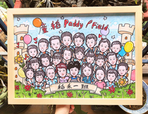 Family portrait painting company collective hand-painted Q version of head portrait live couple cartoon photo cartoon custom gift